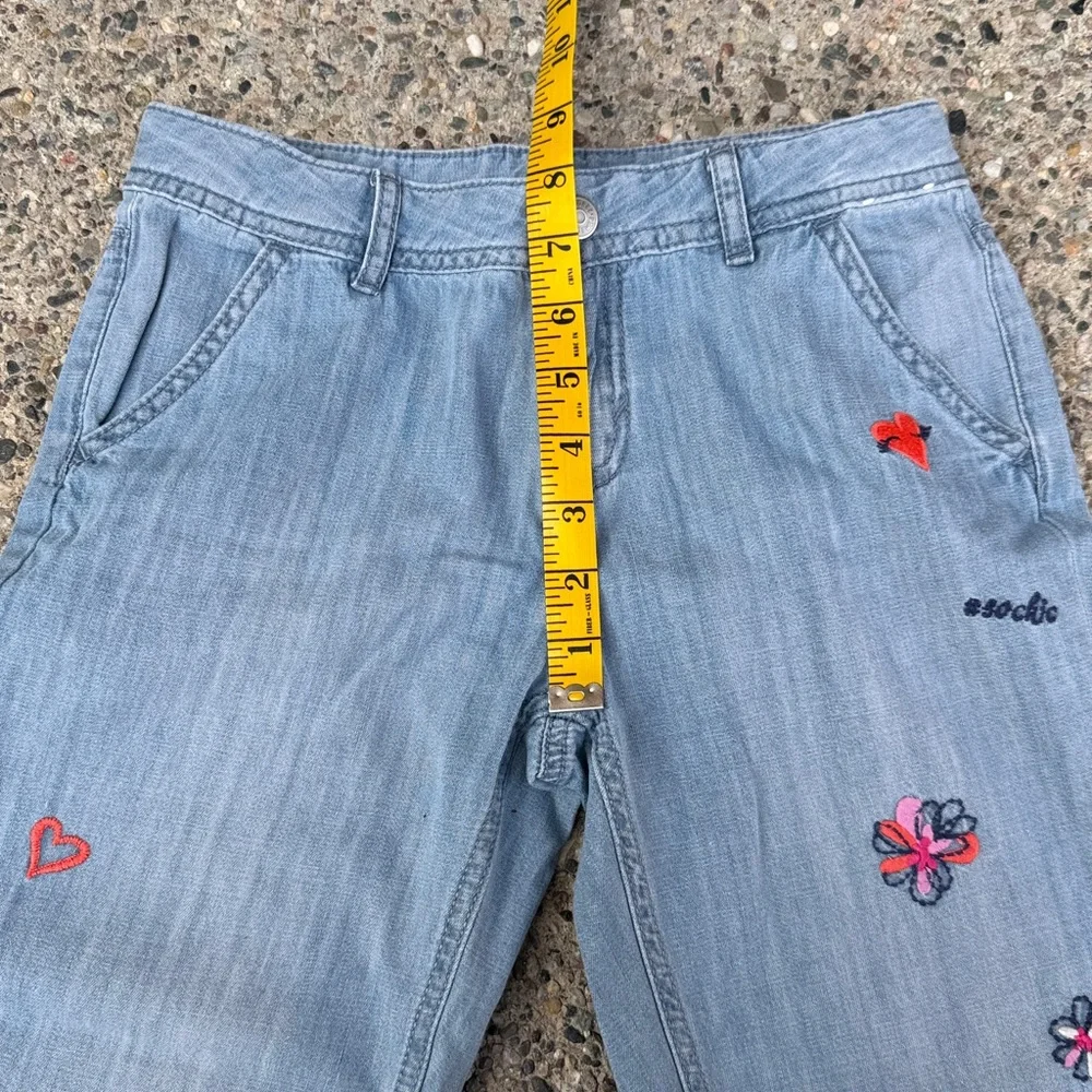 Gymboree Appliqué Embroidered Jeans Girls Size 10 Hearts Ladybug Light Wash NWOT